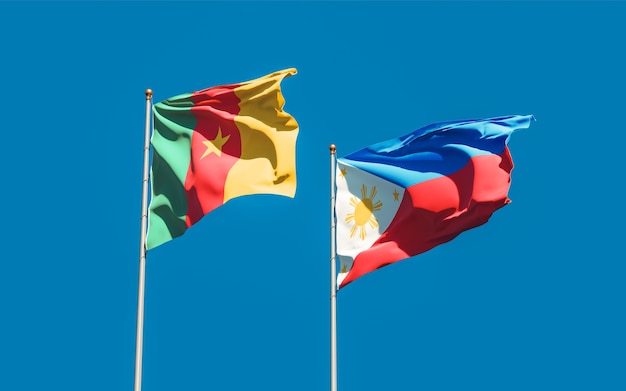 Flagi Filipin i Kamerunu. Grafika 3D