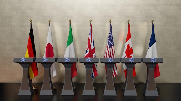Flagi krajów G7 Wszystkie oficjalne flagi państw G7