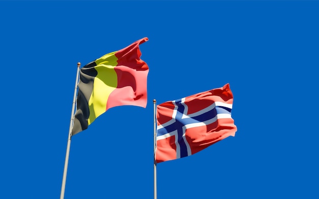 Flagi Norwegii i Belgii.