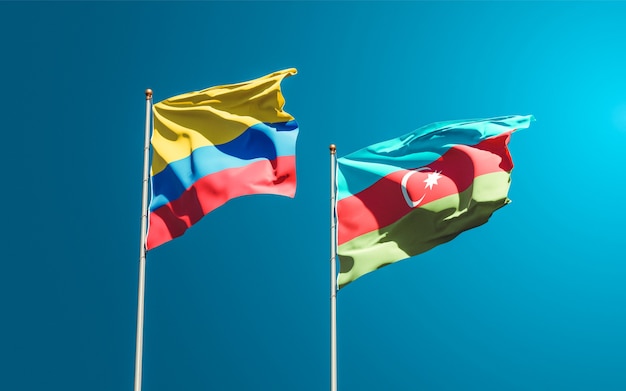 flagi państwowe Azerbejdżanu i Kolumbii