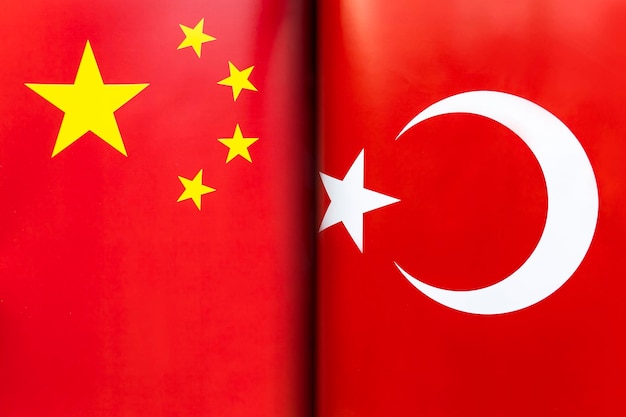 Flagi turcji i chin koncepcja stosunków międzynarodowych między krajami Stan rządów Przyjaźń narodów