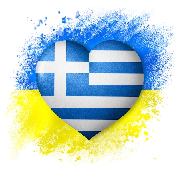 Flagi Ukrainy i Grecji Kolor serca flagi