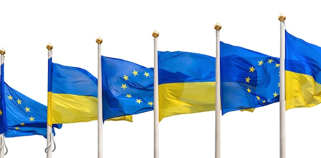 Flagi Ukrainy I Unii Europejskiej