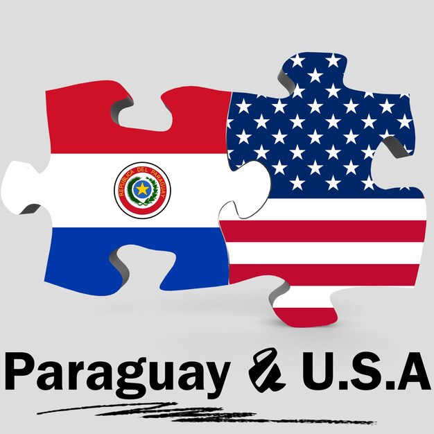 Flagi USA i Paragwaju w puzzlach