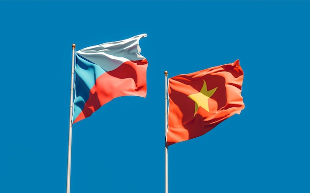 Flagi Wietnamu i Czech. Grafika 3D