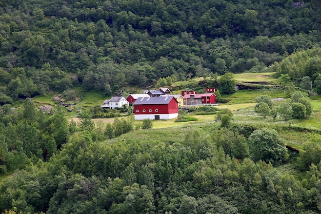 Flam wieś w górach Norwegii