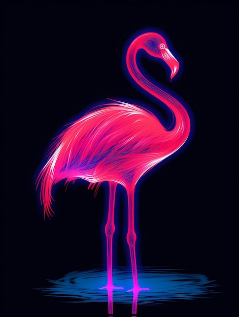 Flamingo Fantasia Retro Vaporwave Strona do malowania z mitycznymi neonowymi zarysami