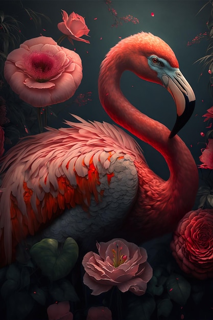 Flamingo Modern Art Dekoracja do wnętrz Wygenerowana sztuczna inteligencja