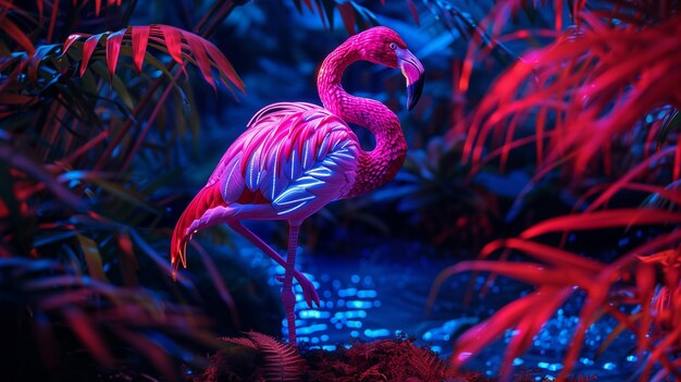 Zdjęcie flamingo neonowe