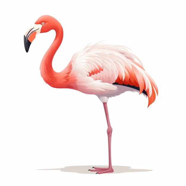 Flamingo w stylu kreskówki na białym tle