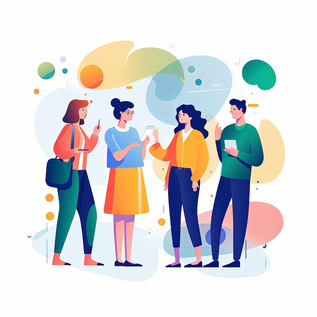 Zdjęcie flat vector style illustration a diverse group of people talking and collaborating on white background v 52 job id 51b68557c81845e8aaf1f4b13aabac83