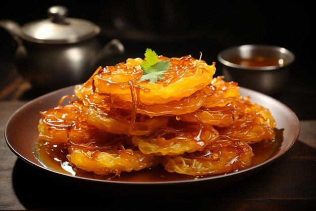 Flavorful Jalebi Fusion Tradycyjny indyjski słodki Jalebi fotografia obrazu