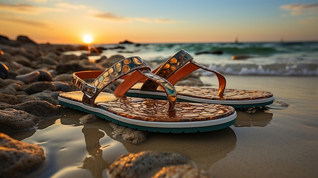 Flip-flops na plaży Generative Ai