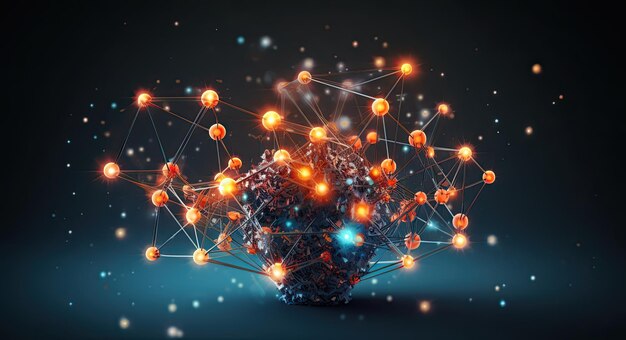 Flocked Cluster Data Visualization and Analytics Koncepcja abstrakcyjna z wykresem i węzłem