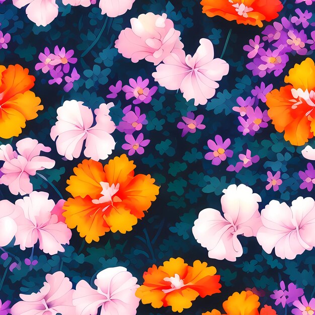 Floral Seamless Repeat Pattern Design Kwiaty do drukowania na tkaninach do projektowania tkanin Generative AI