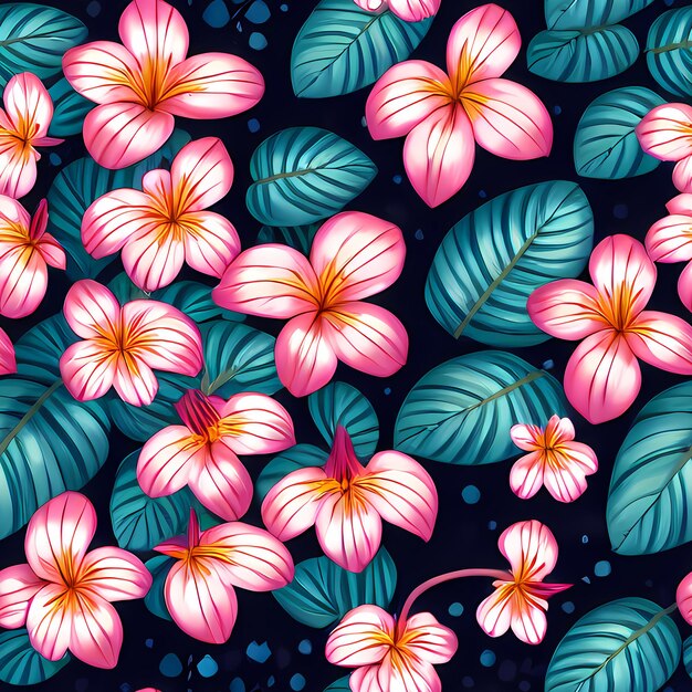 Floral Seamless Repeat Pattern Design Kwiaty do drukowania na tkaninach do projektowania tkanin Generative AI