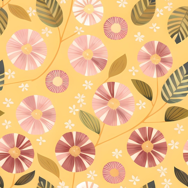 Floral Seamless Repeat Pattern Design Kwiaty do drukowania na tkaninach do projektowania tkanin Generative AI