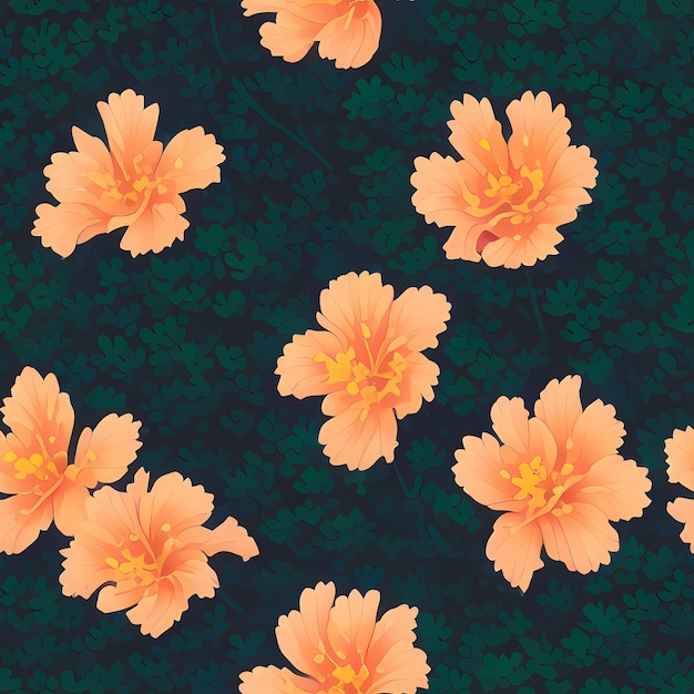 Floral Seamless Repeat Pattern Design Kwiaty do drukowania na tkaninach do projektowania tkanin Generative AI