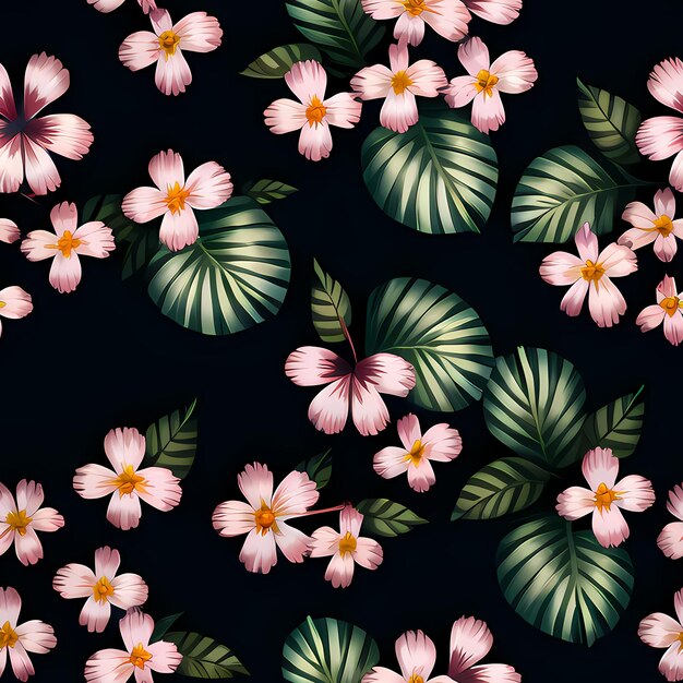 Floral Seamless Repeat Pattern Design Kwiaty do drukowania na tkaninach do projektowania tkanin Generative AI