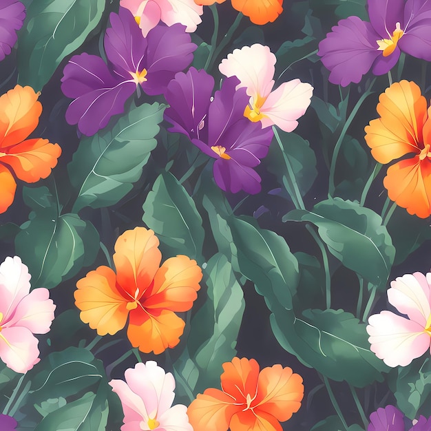 Floral Seamless Repeat Pattern Design Kwiaty do drukowania na tkaninach do projektowania tkanin Generative AI