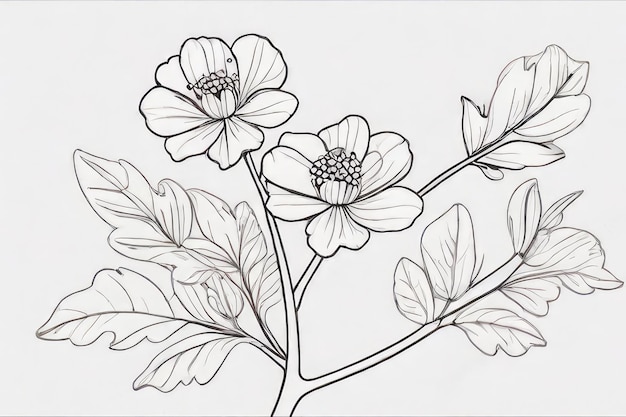 Zdjęcie flower line art minimalistyczny rysunek konturowy