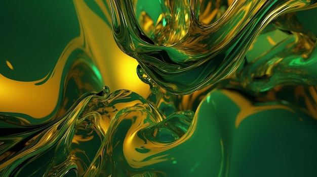 Fluid Liquid Gold Abstract Background 3d Render Ilustracja