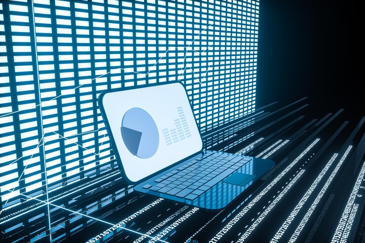Zdjęcie fluorescencyjna geometria laptopa renderowania danych 3d