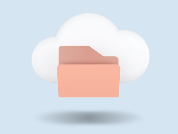 Folder Cloud Computing Concept Ilustracja Renderowania 3d