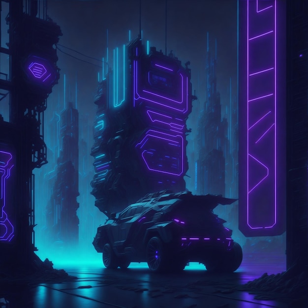 fondo futurista cyberpunk luces neon
