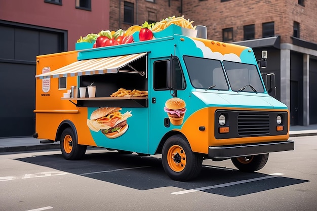 Food Truck Festival Branding Showcase Włączyć logo do Food Truck Designs menu i materiałów promocyjnych