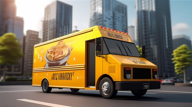 Food truck makieta tło miasta