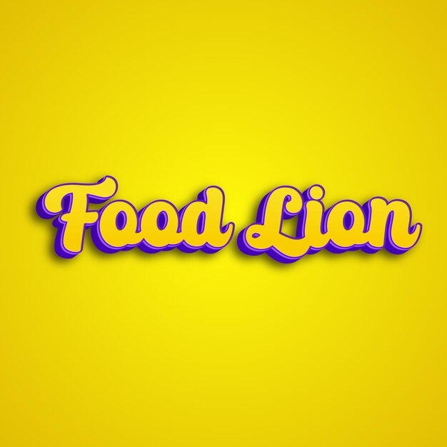 FoodLion typografia 3d projekt żółty różowy biały tło zdjęcie jpg