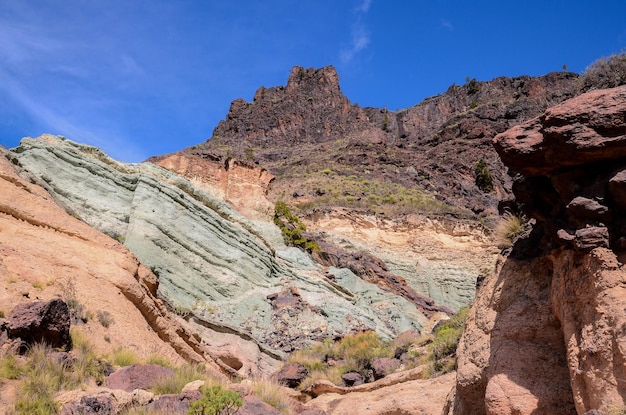Formacja bazaltowa skał wulkanicznych na Wyspach Kanaryjskich Gran Canaria