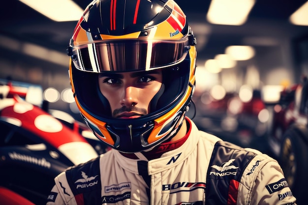 Formula One Thrill Racer Gotowy Kierowca Skoncentrowany I Zdeterminowany Czeka Na Intensywną Konkurencję