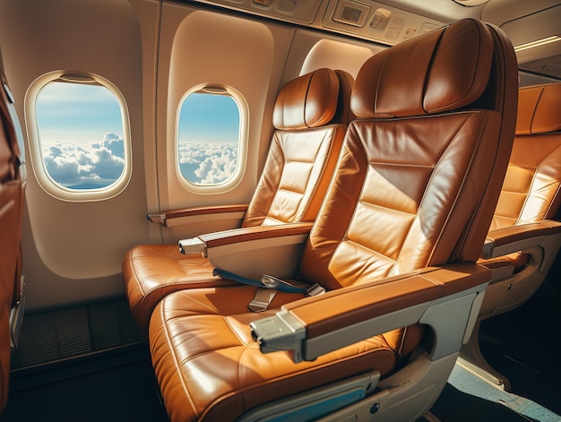 Fotele pasażerskie klasy biznes w kabinie Generative AI