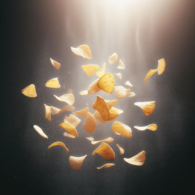 foto płatki kukurydzy o kształcie trójkątnym levitują