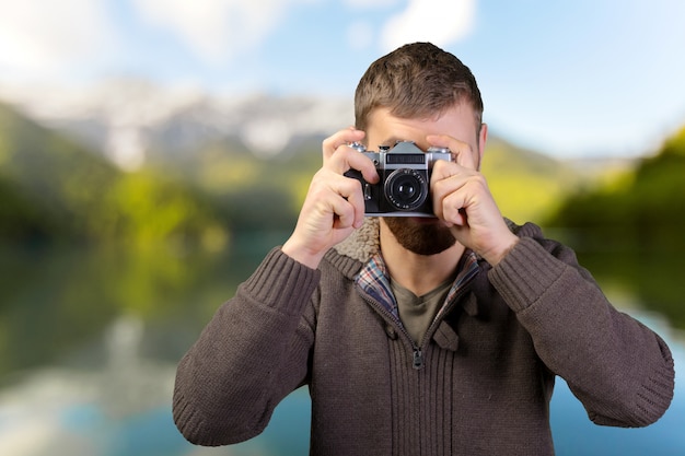 Zdjęcie fotograf robi zdjęcie