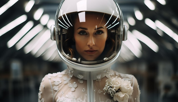 Fotograf ślubny w kosmosie futurystyczny ślub