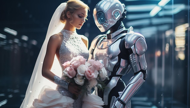 Fotograf ślubny w kosmosie futurystyczny ślub