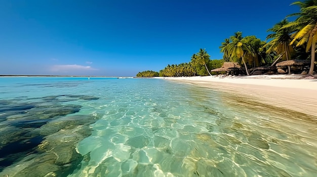 Fotografia 8K tropikalnej plaży i oceanu na Malediwach