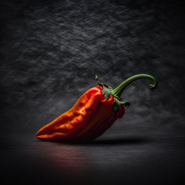 Fotografia Czerwona papryczka chilli na ciemnej fotografii powierzchni