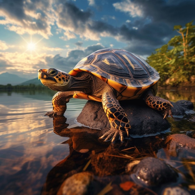 Fotografia dzikiego życia żółwia HDR 4k