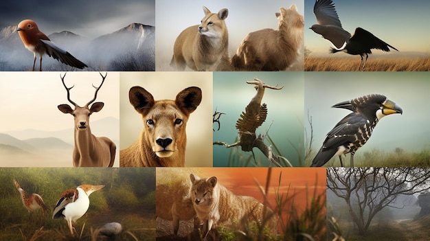 fotografia dzikiej przyrody z obrazami zwierząt w ich naturalnych siedliskach