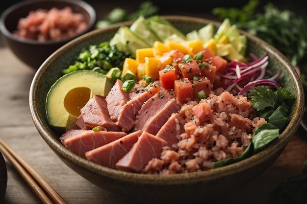 fotografia hawajska z tuńczykiem poke Bowl