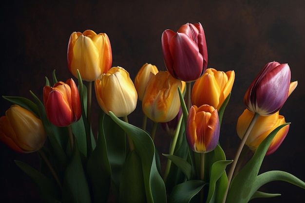 Fotografia kolorowych tulipanów