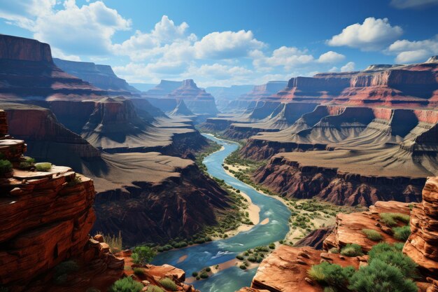 Zdjęcie fotografia krajobrazu zanurzona w niesamowitym krajobrazie wielkiego kanionu