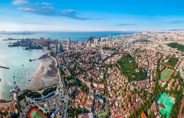 Fotografia lotnicza Chiny Qingdao architektura miasta krajobraz skyline