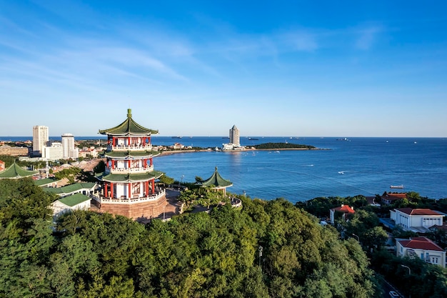 Fotografia lotnicza krajobrazu architektonicznego starego miasta Qingdao