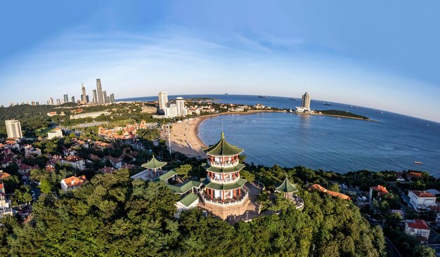 Fotografia lotnicza krajobrazu architektonicznego starego miasta Qingdao