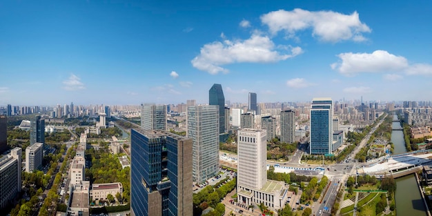 Fotografia lotnicza ningbo miasto architektura krajobraz skyline duży format